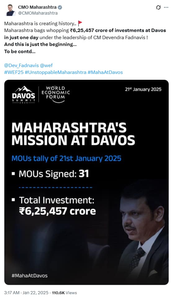 maharashtra investments at Davos 